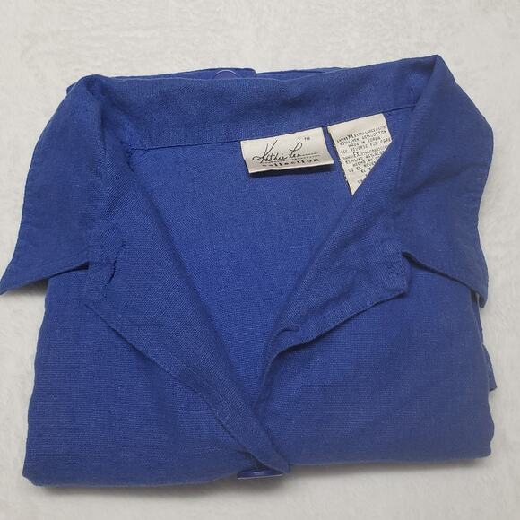 Kathie Lee Collection Women’s XL Linen Cardigan Blue Button-Up Lightweight Top - Picture 9 of 9